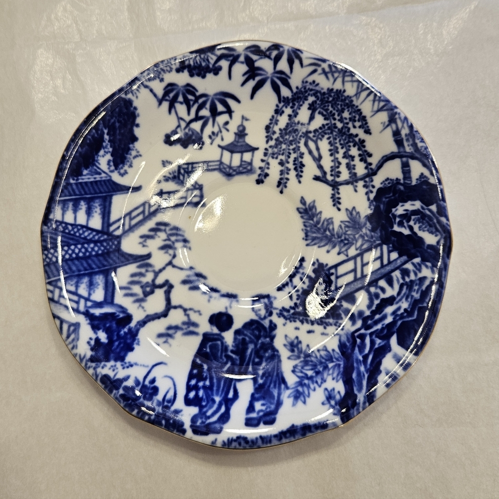 Saucer only - Blue Mikado by Royal Crown Derby.